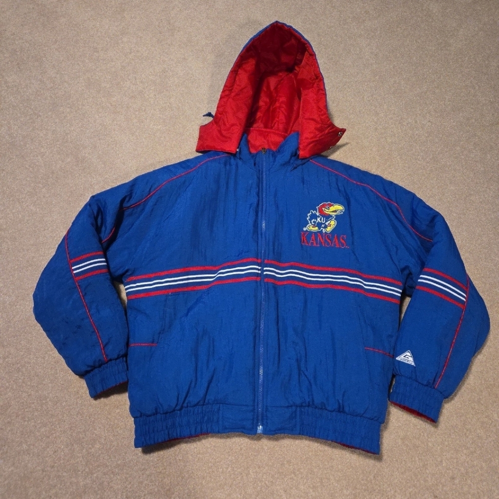 Vintage University of Kansas Reversible Coat, Adult Size Large, KU Jayhawks